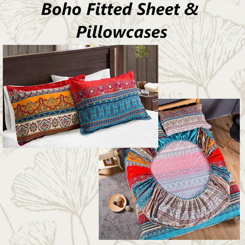 Image of Boho Fitted Sheet and Pillowcases