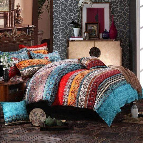 Image of Boho Chic Decoration bedding 100% Brushed Cotton Boho Duvet Cover and Pillowcases bedding bedroom decor bohemian