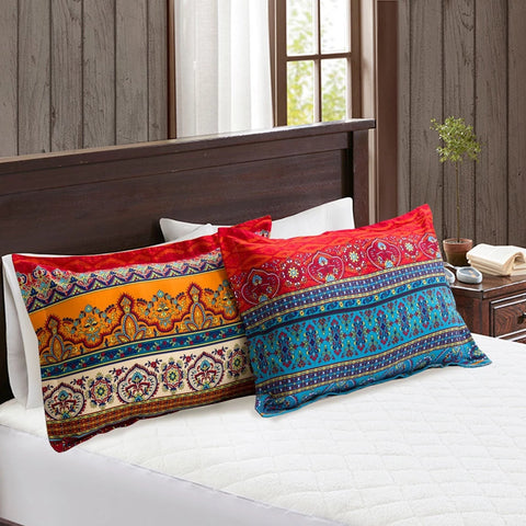 Image of Boho Pillowcases BohoChicDecoration Bohemian bedding red blue orange ethnic gypsy