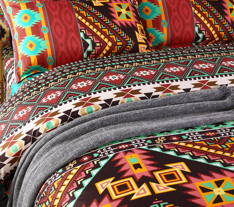Image of Chevron Colorful Bohemian Duvet Cover and Pillowcases BohoChicDecoration bedding red blue orange ethnic gypsy tribal