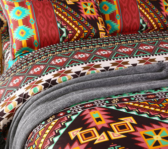 Chevron Colorful Bohemian Duvet Cover and Pillowcases BohoChicDecoration bedding red blue orange ethnic gypsy tribal