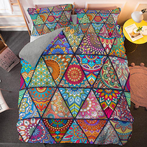Colorful Triangle Duvet Cover and Pillowcases
