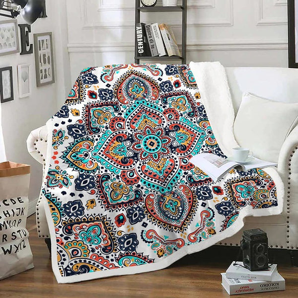 White Geometric Blanket - Boho Chic Decoration