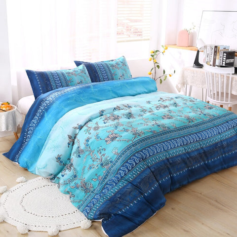 Image of Ocean Blue Flower Duvet Cover and Pillowcases