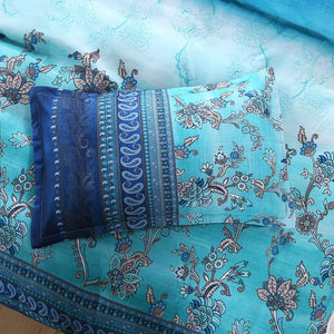Ocean Blue Flower Duvet Cover and Pillowcases