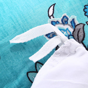 Ocean Blue Flower Duvet Cover and Pillowcases