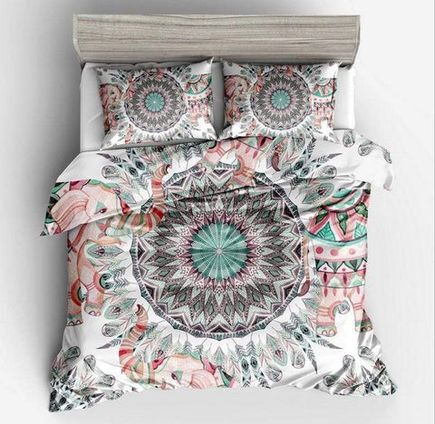 Image of Boho Chic Decoration bedding Deep Lotus Duvet Cover and Pillowcases bedding bedroom decor bohemian