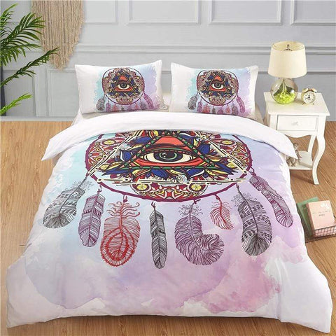 Image of Boho Chic Decoration bedding Feather Duvet Cover and Pillowcases bedding bedroom decor bohemian