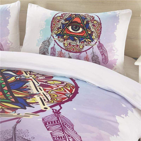 Image of Boho Chic Decoration bedding Feather Duvet Cover and Pillowcases bedding bedroom decor bohemian
