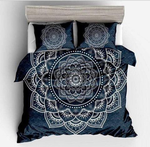 Boho Chic Decoration bedding Full Blue Lotus Duvet Cover and Pillowcases bedding bedroom decor bohemian