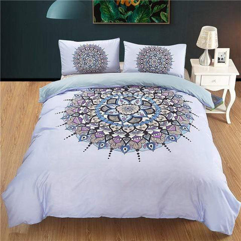 Image of Boho Chic Decoration bedding Full Lotus Duvet Cover and Pillowcases bedding bedroom decor bohemian
