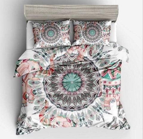 Image of Boho Chic Decoration bedding Twin Deep Lotus Duvet Cover and Pillowcases bedding bedroom decor bohemian